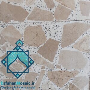 موزاییک لاشه پر طاووسی زمینه سفید و سنگ ریز مشکی