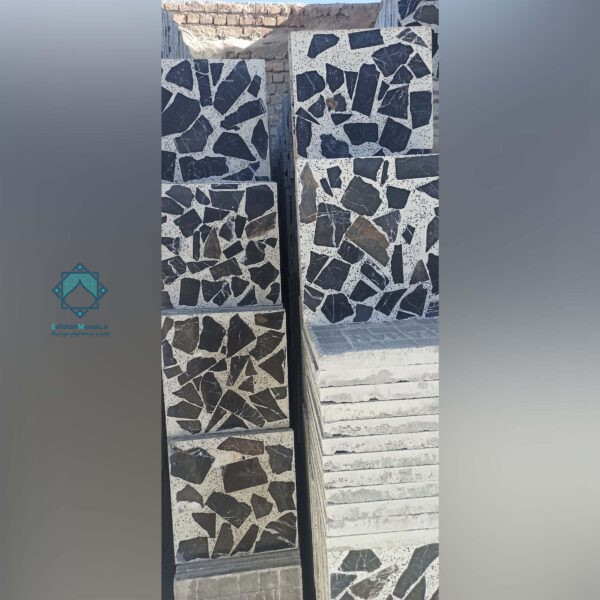 موزاییک سنگ لاشه مشکی زمینه سفید اتوماتیک